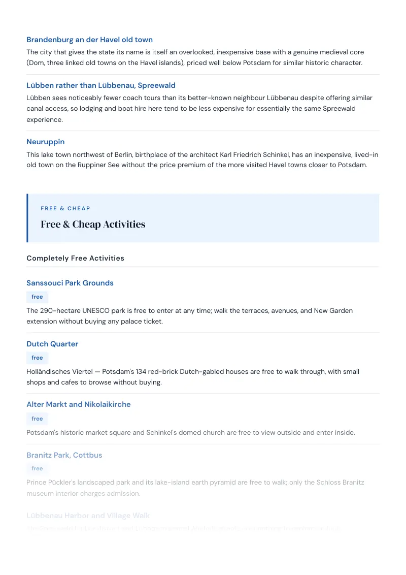 Brandenburg Budget & Money-Saving Guide: Free & Cheap Activities