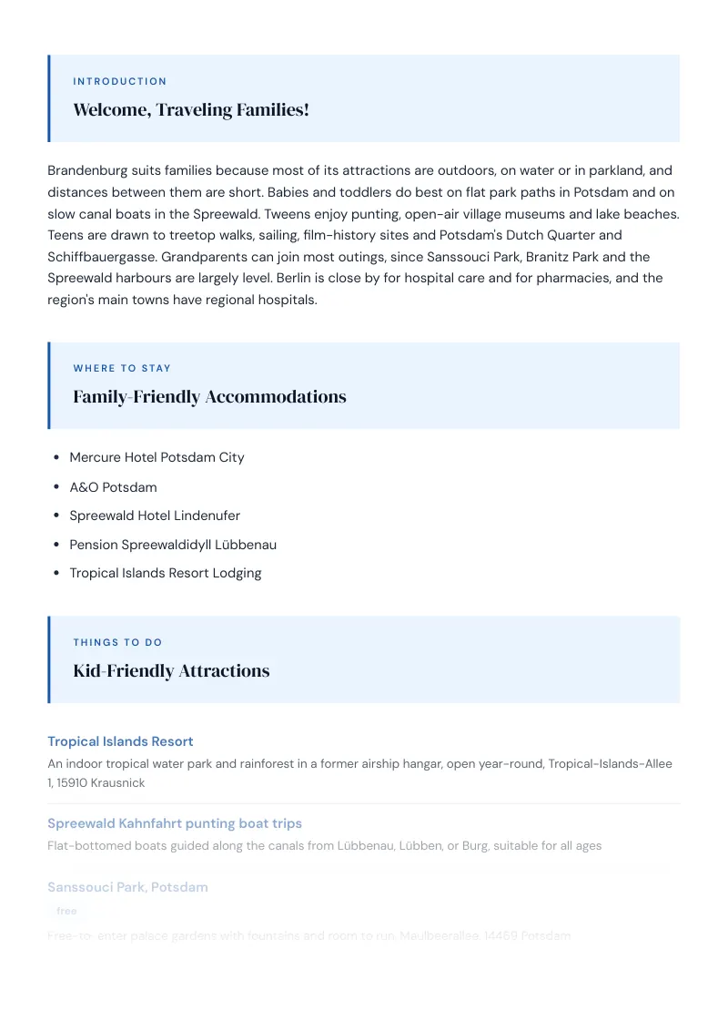 Brandenburg Complete Travel Bundle: Family guide · Kid-Friendly Attractions