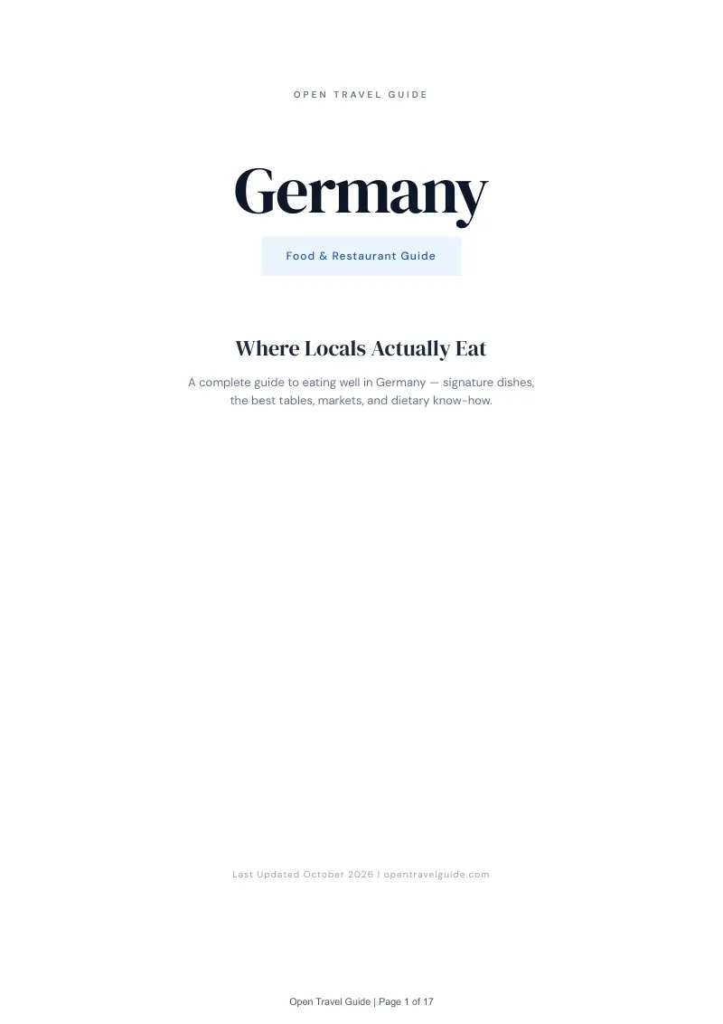 Germany Food & Restaurant Guide: Cover