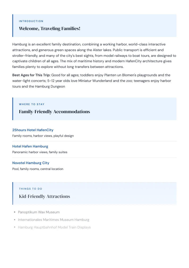 Hamburg Complete Travel Bundle: Family guide · Kid-Friendly Attractions