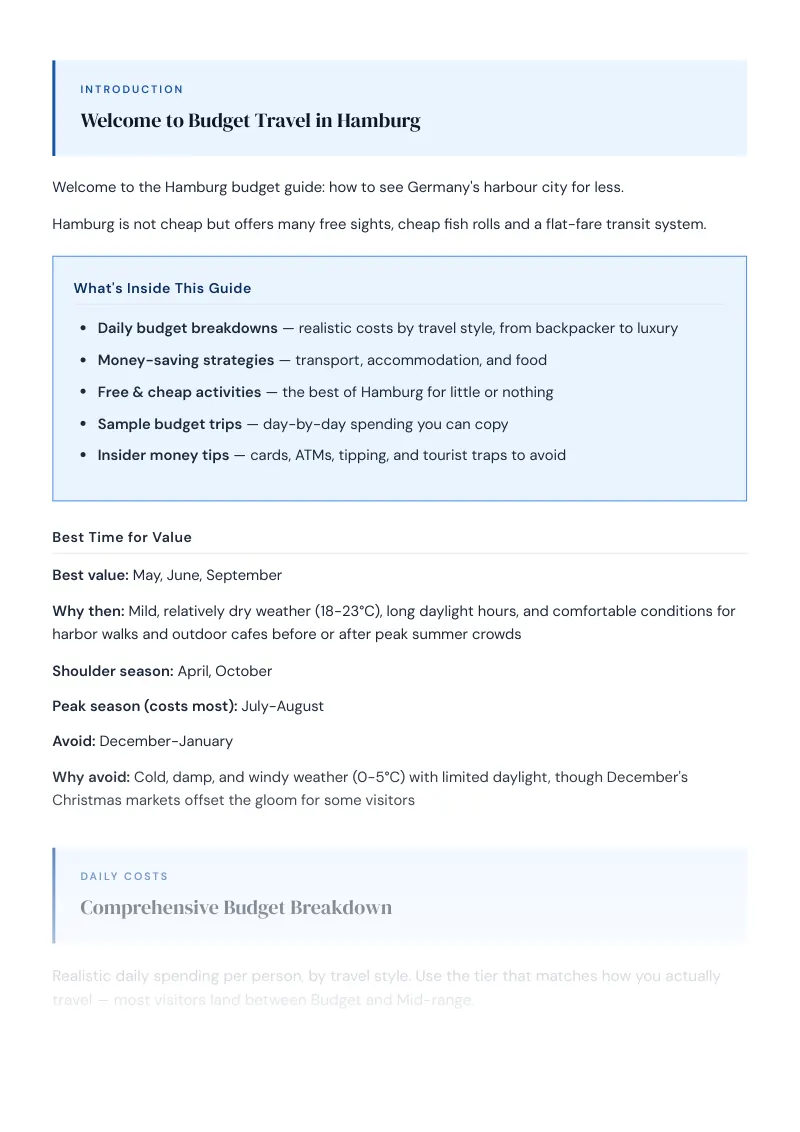 Hamburg Budget & Money-Saving Guide: Comprehensive Budget Breakdown