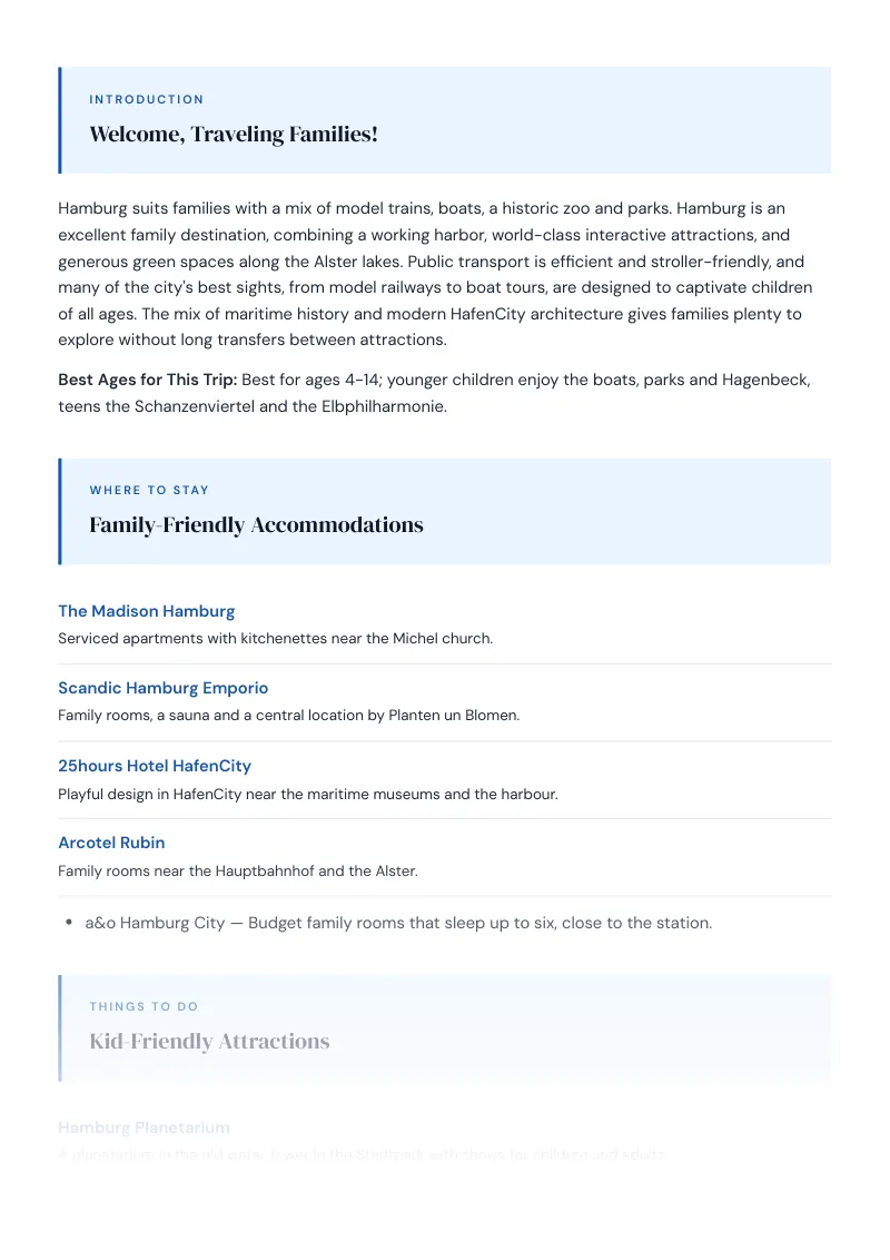 Hamburg Complete Travel Bundle: Family guide · Kid-Friendly Attractions