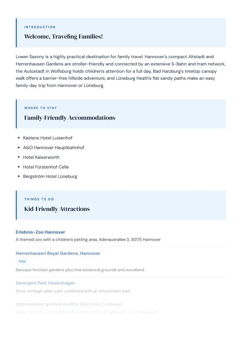 Lower Saxony Complete Travel Bundle: Family guide · Kid-Friendly Attractions