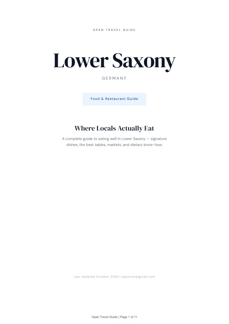 Lower Saxony Food & Restaurant Guide: Cover