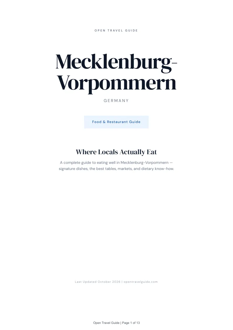 Mecklenburg Vorpommern Food & Restaurant Guide: Cover