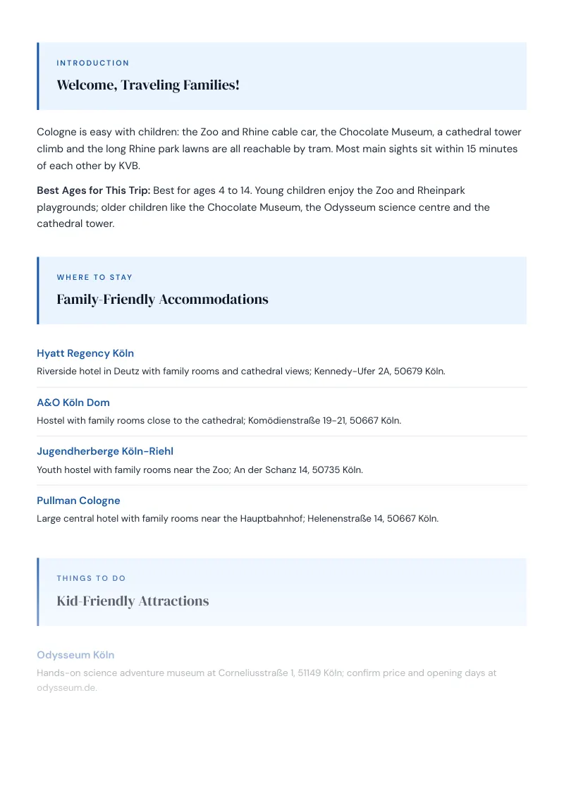 Koeln Complete Travel Bundle: Family guide · Kid-Friendly Attractions