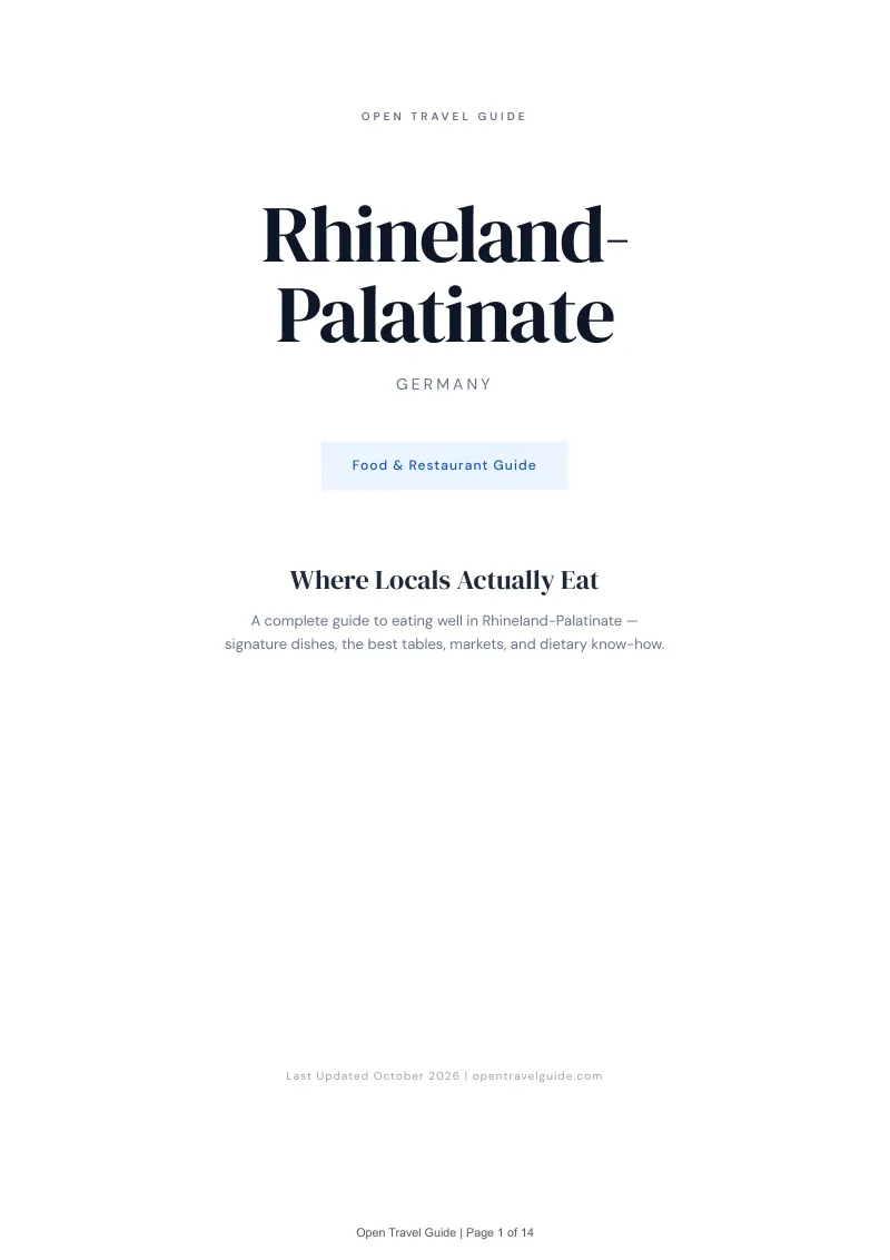 Rhineland Palatinate Food & Restaurant Guide: Cover