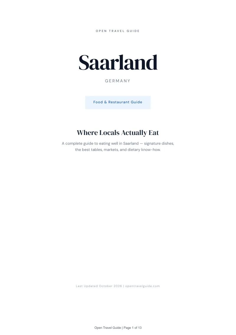 Saarland Food & Restaurant Guide: Cover