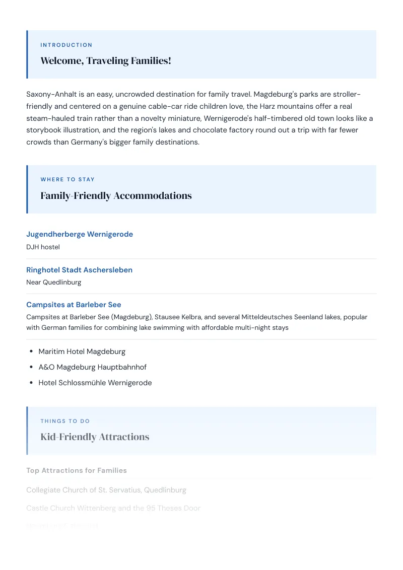 Saxony Anhalt Complete Travel Bundle: Family guide · Kid-Friendly Attractions