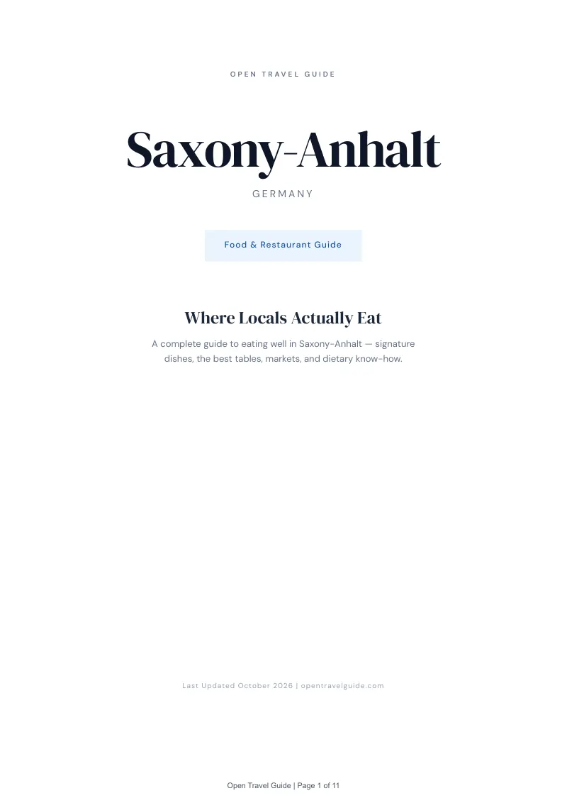 Saxony Anhalt Food & Restaurant Guide: Cover
