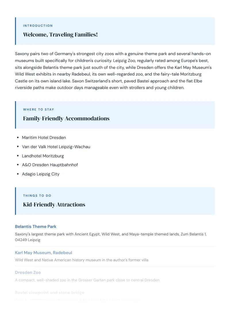 Saxony Family Travel Guide: Kid-Friendly Attractions