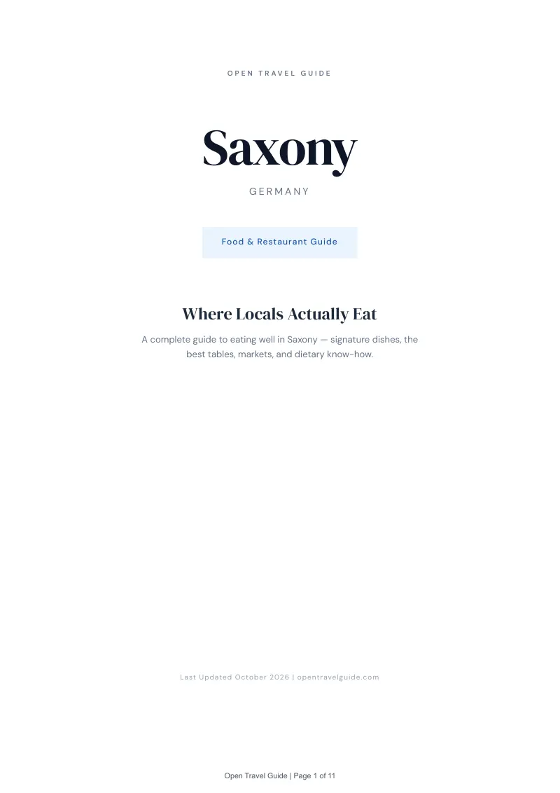 Saxony Food & Restaurant Guide: Cover