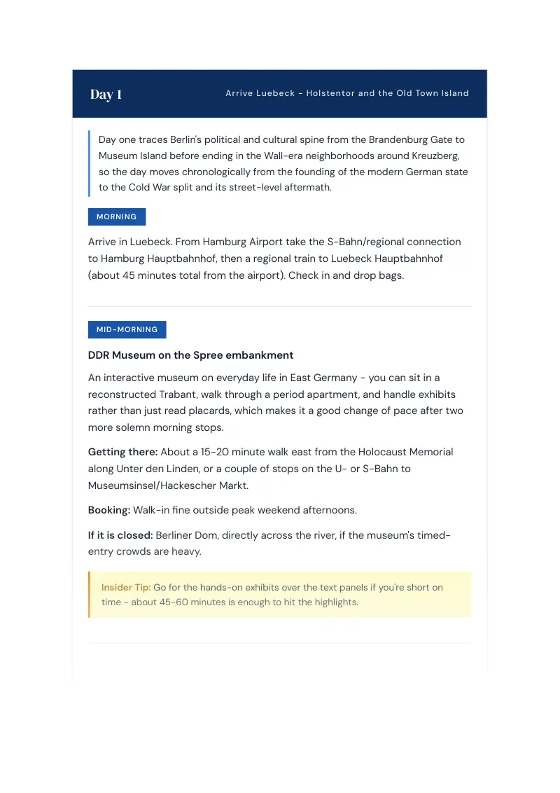 Schleswig Holstein Complete Travel Bundle: 7-day itinerary · Day 1