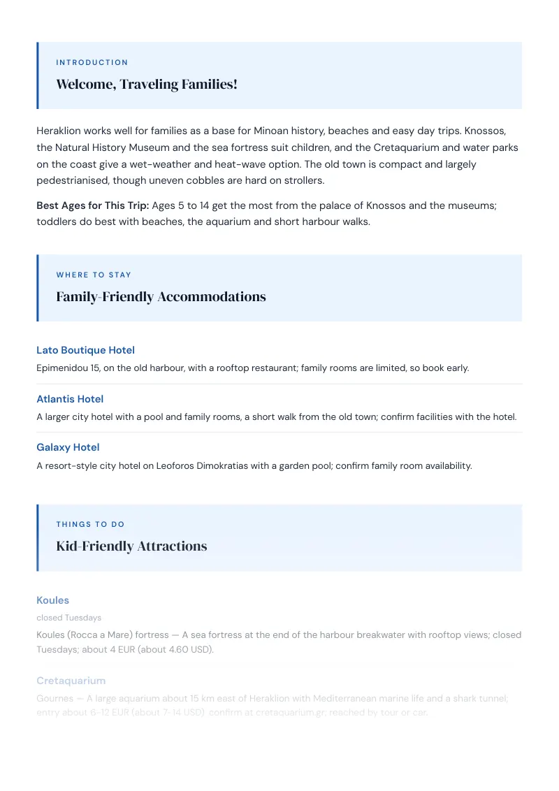 Irakleion Family Travel Guide: Kid-Friendly Attractions