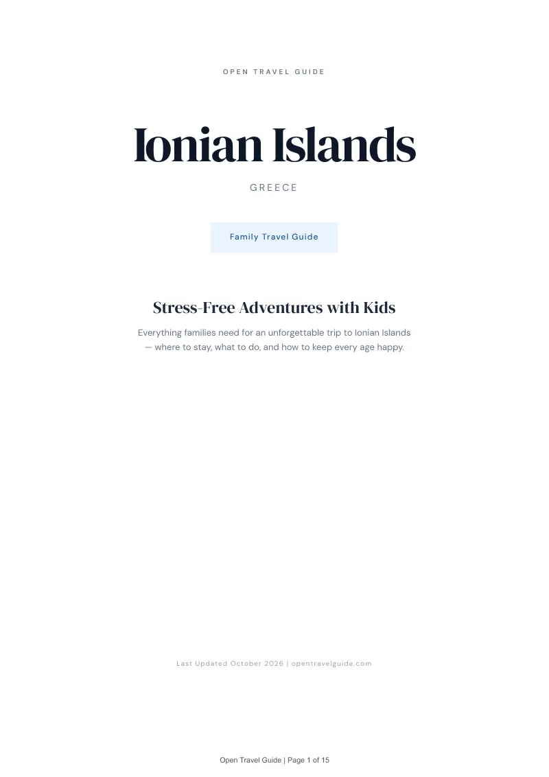 Ionian Islands Family Travel Guide: Cover