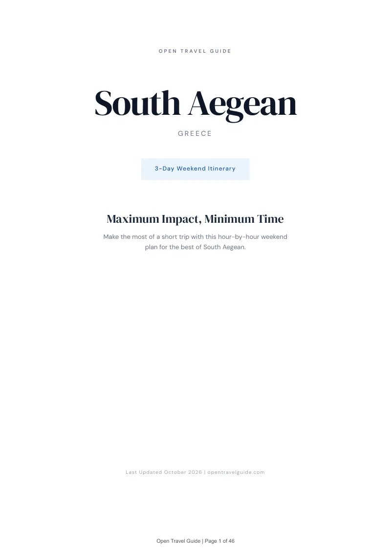 South Aegean 3-Day Weekend Itinerary: Cover