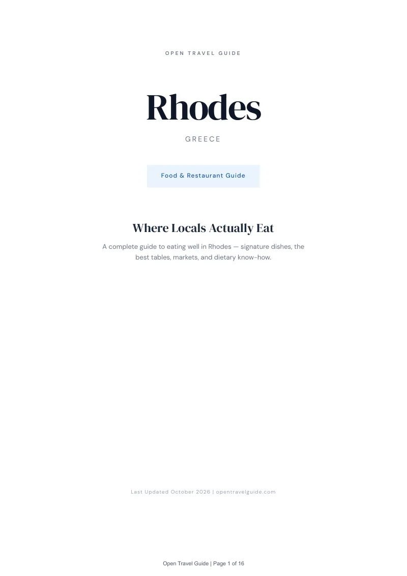 Rhodes Food & Restaurant Guide: Cover