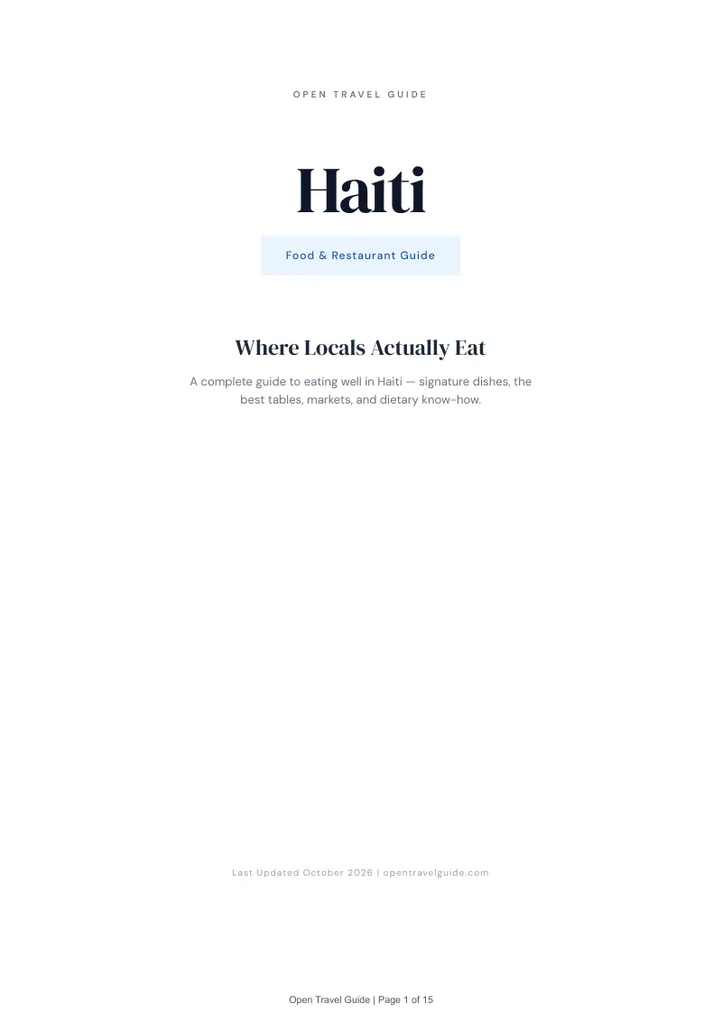 Haiti Food & Restaurant Guide: Cover