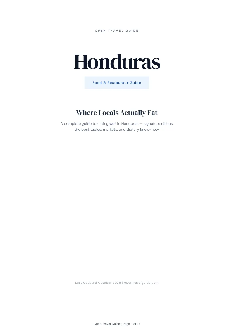 Honduras Food & Restaurant Guide: Cover