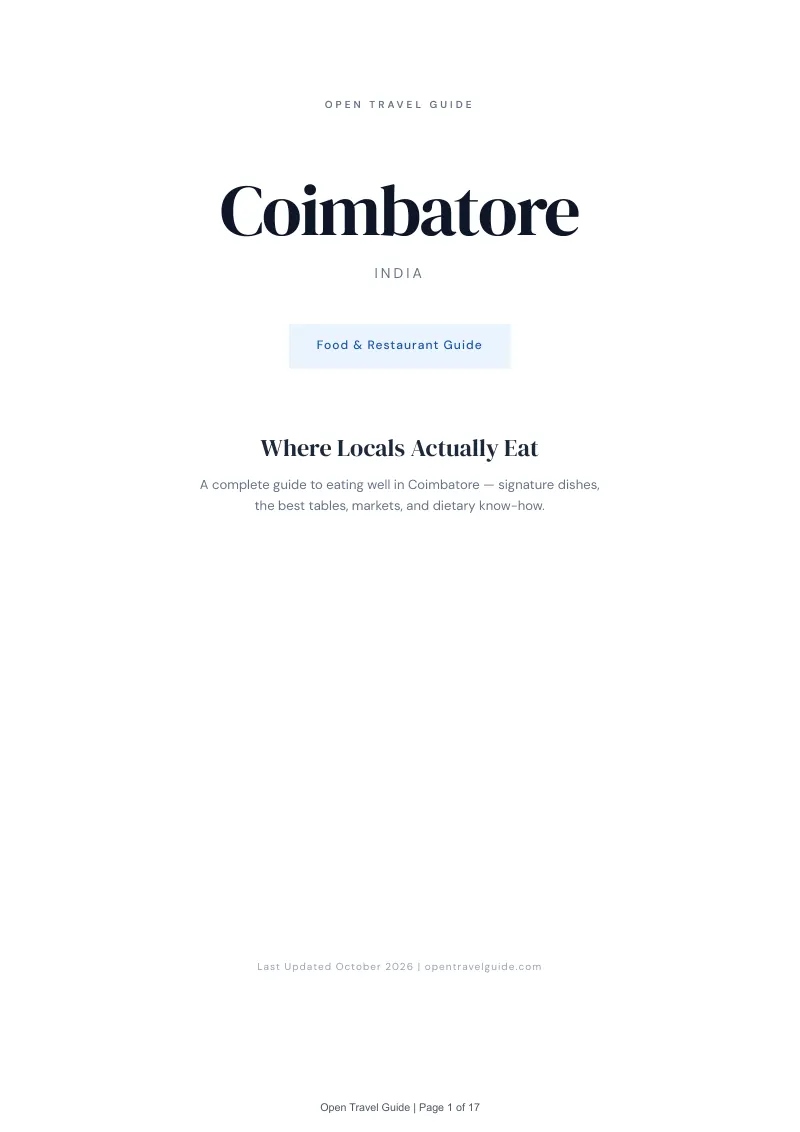 Coimbatore Food & Restaurant Guide: Cover