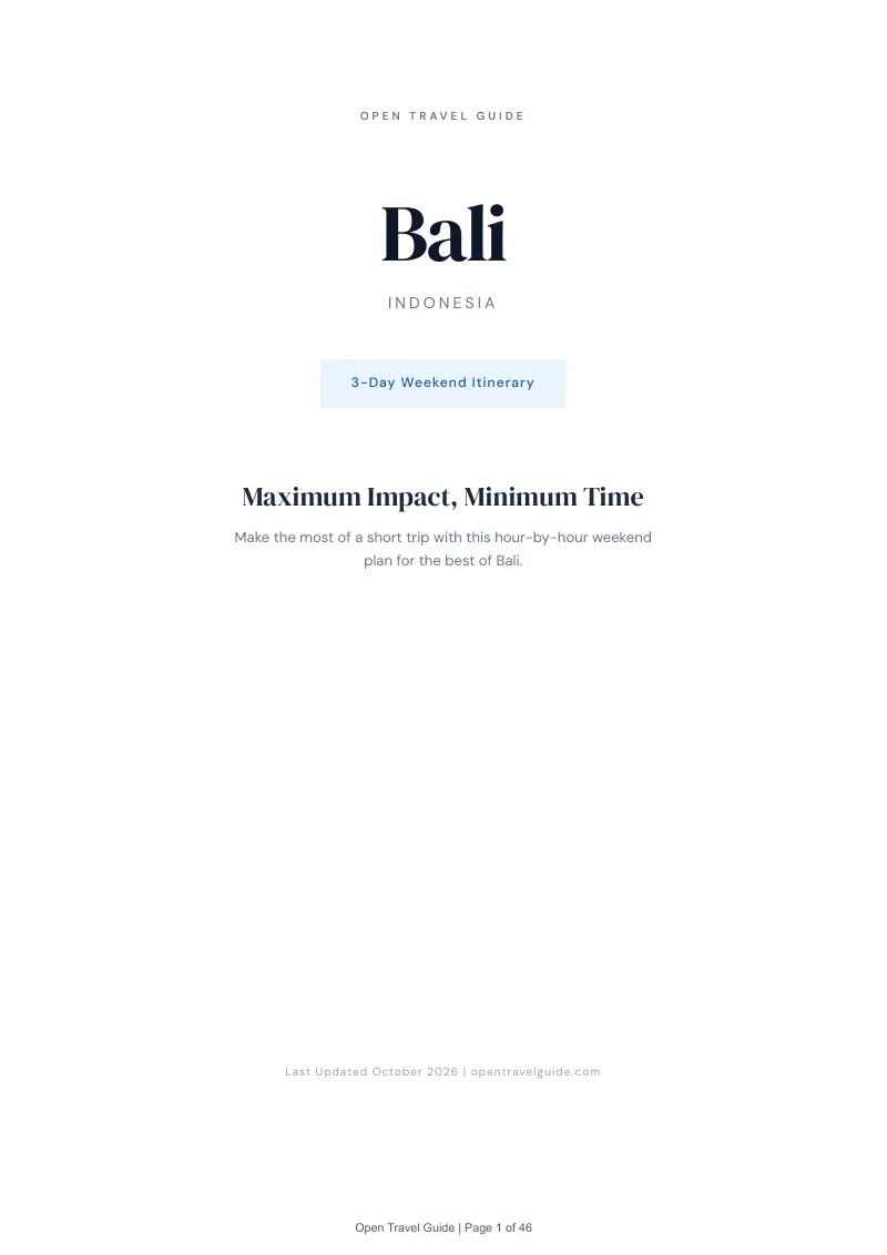 Bali 3-Day Weekend Itinerary: Cover