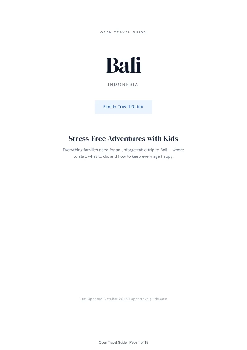 Bali Family Travel Guide: Cover