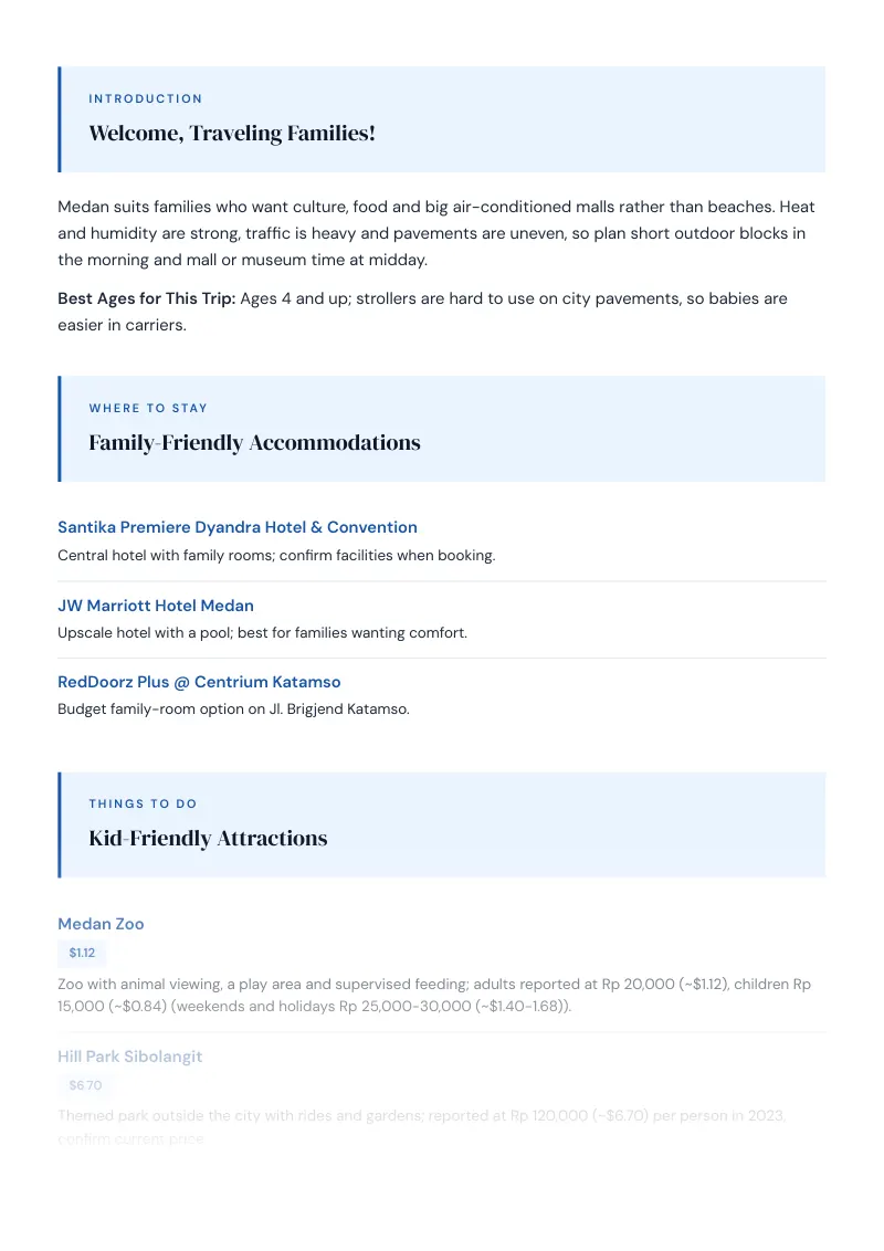 Medan Complete Travel Bundle: Family guide · Kid-Friendly Attractions