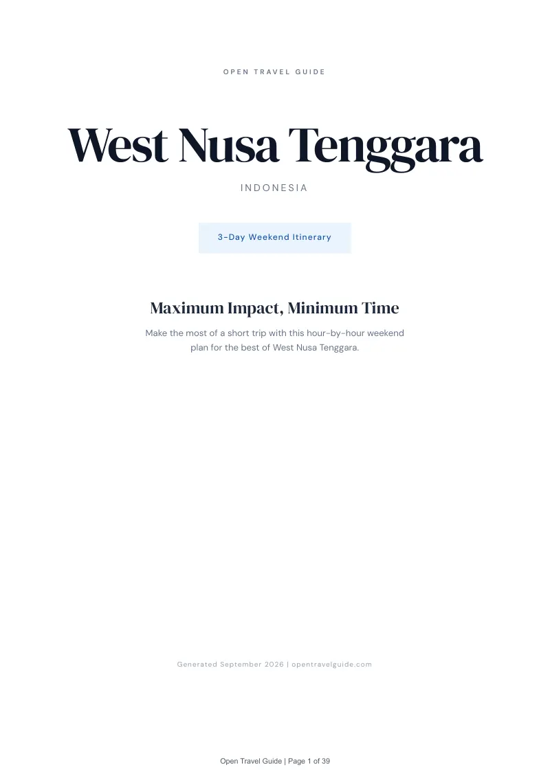 West Nusa Tenggara Complete Travel Bundle: 3-day itinerary · Cover