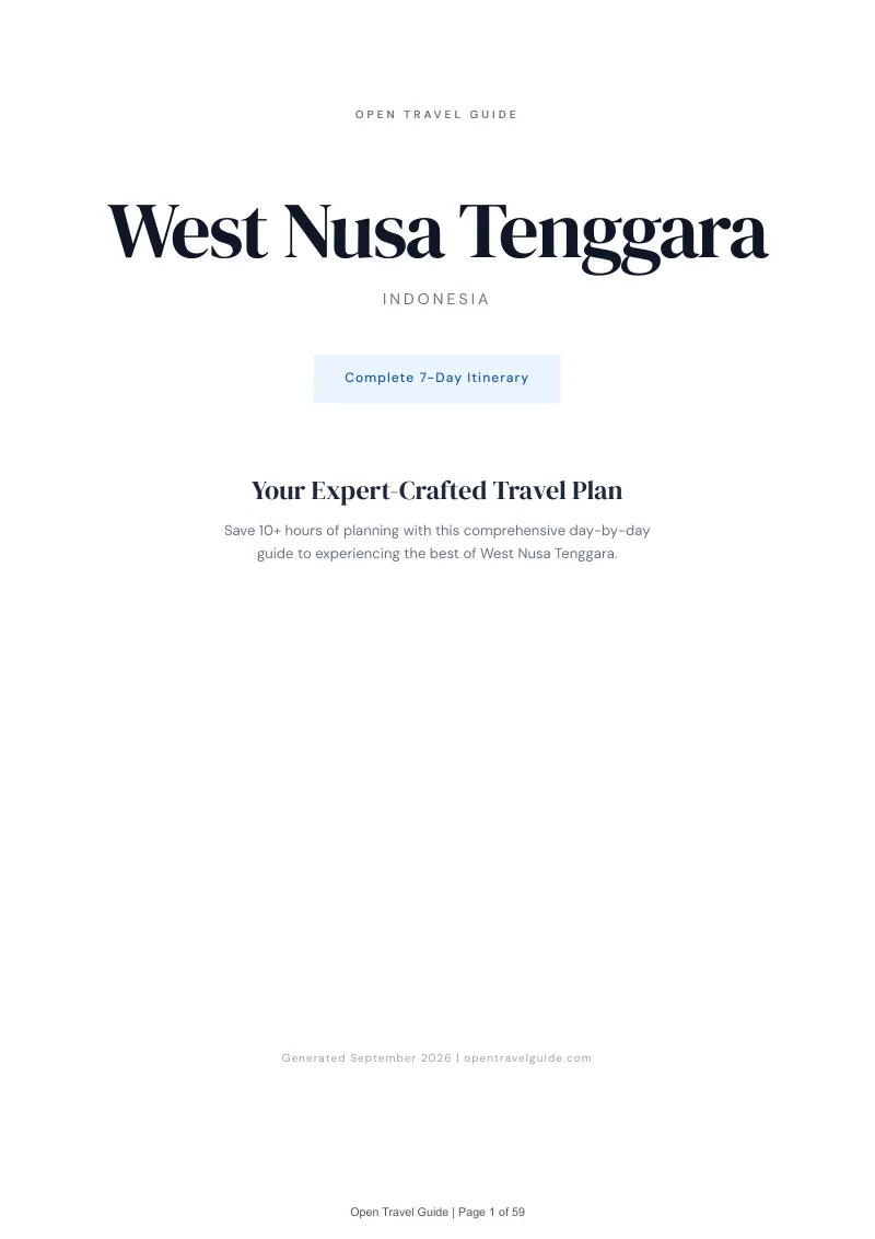 West Nusa Tenggara Complete Travel Bundle: 7-day itinerary · Cover