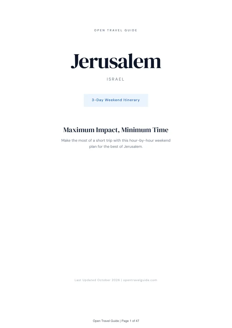 Jerusalem 3-Day Weekend Itinerary: Cover
