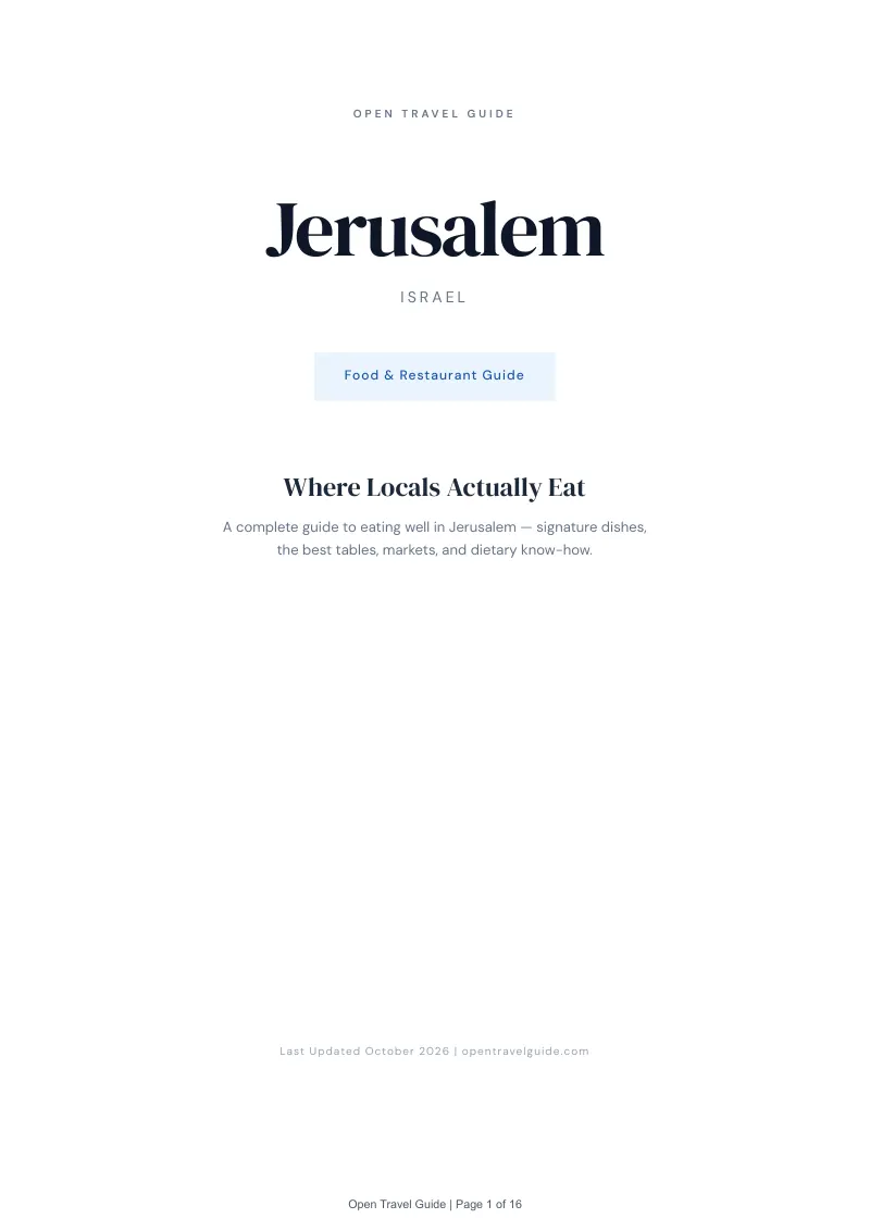 Jerusalem Food & Restaurant Guide: Cover