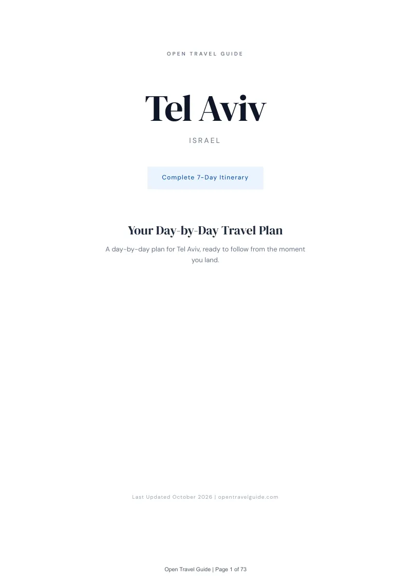 Tel Aviv 7-Day Itinerary: Cover