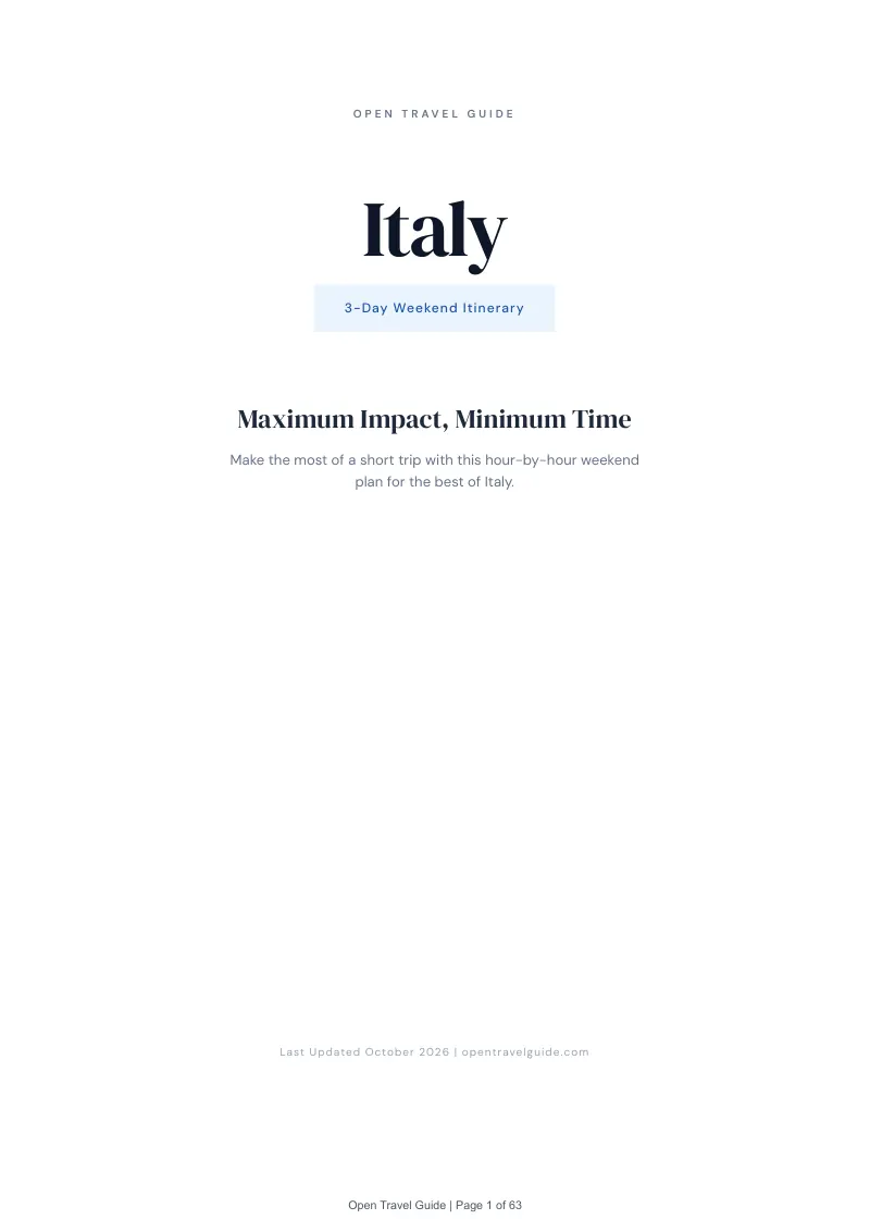 Italy 3-Day Weekend Itinerary: Cover