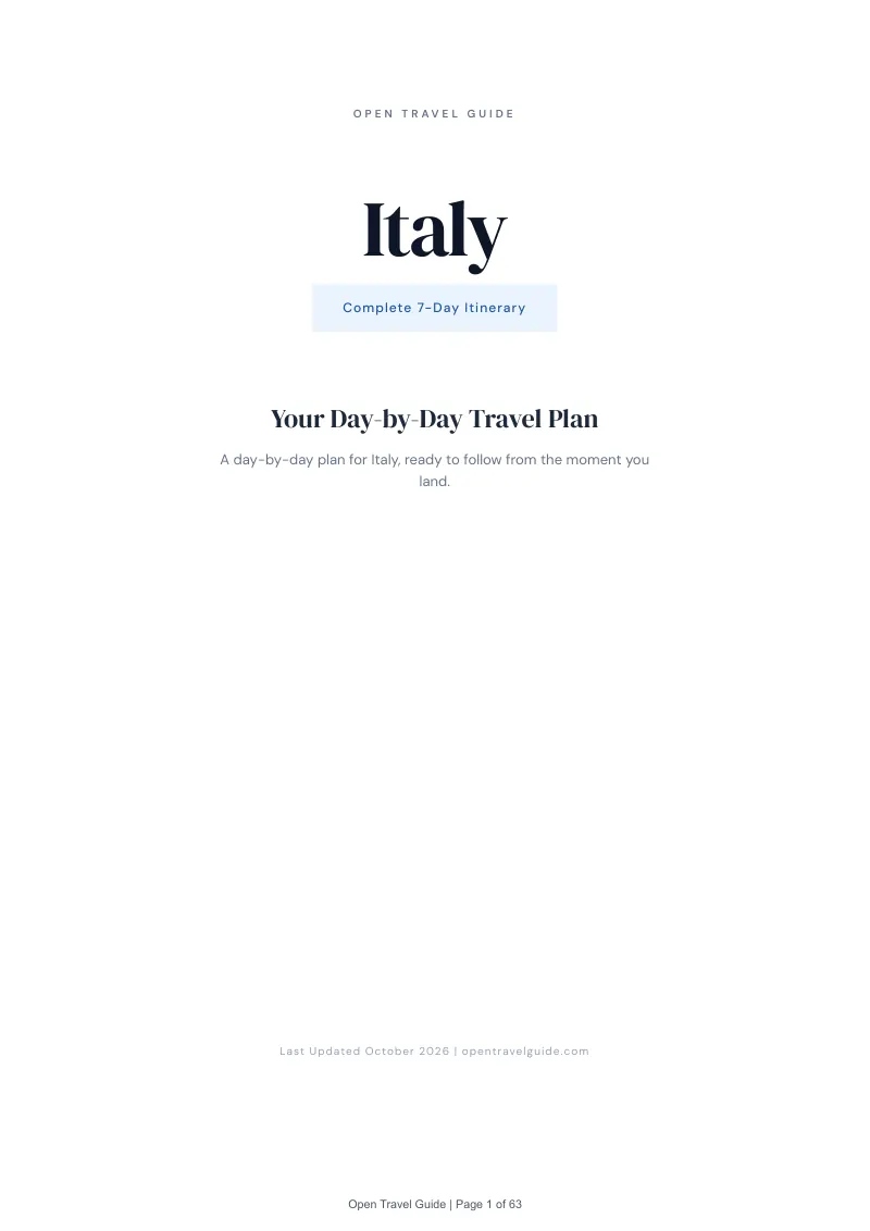 Italy 7-Day Itinerary: Cover