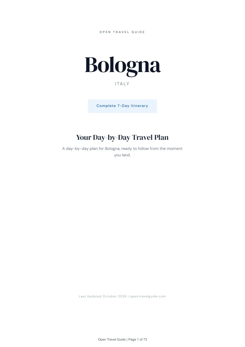 Bologna 7-Day Itinerary: Cover