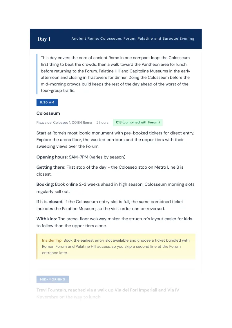 Lazio Complete Travel Bundle: 3-day itinerary · Day 1