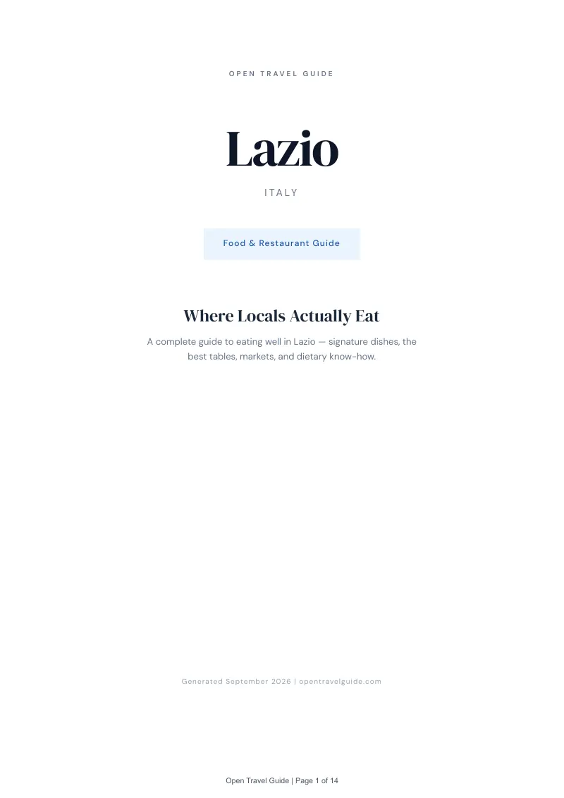 Lazio Complete Travel Bundle: Food guide · Cover