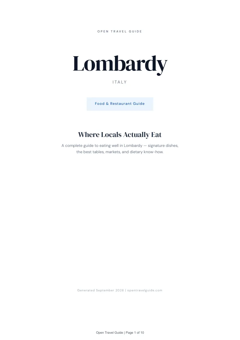 Lombardy Complete Travel Bundle: Food guide · Cover