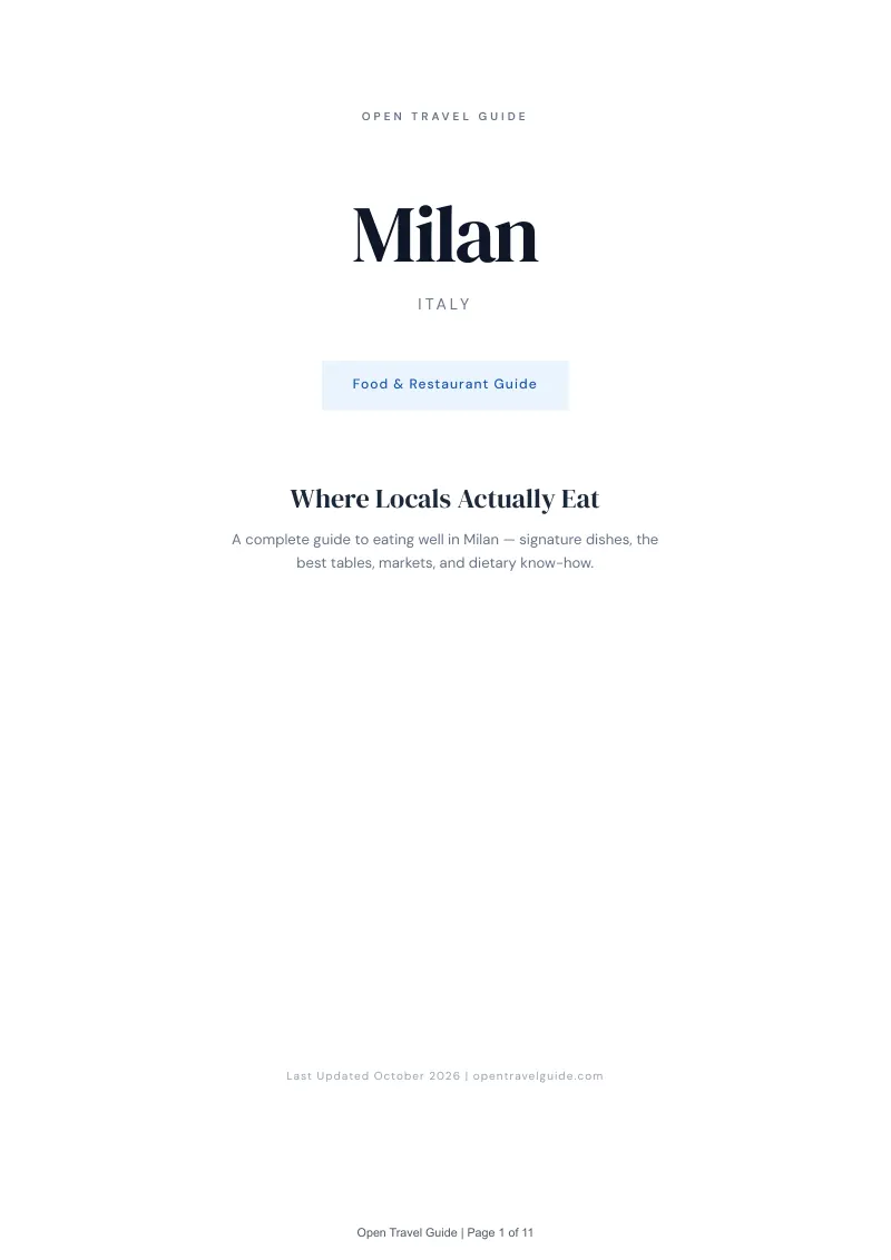 Milan Food & Restaurant Guide: Cover