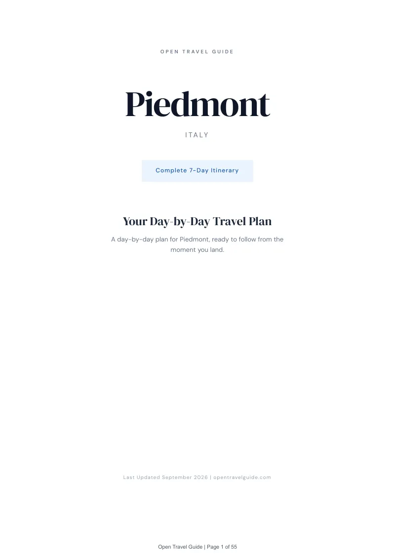 Piedmont Complete Travel Bundle: 7-day itinerary · Cover