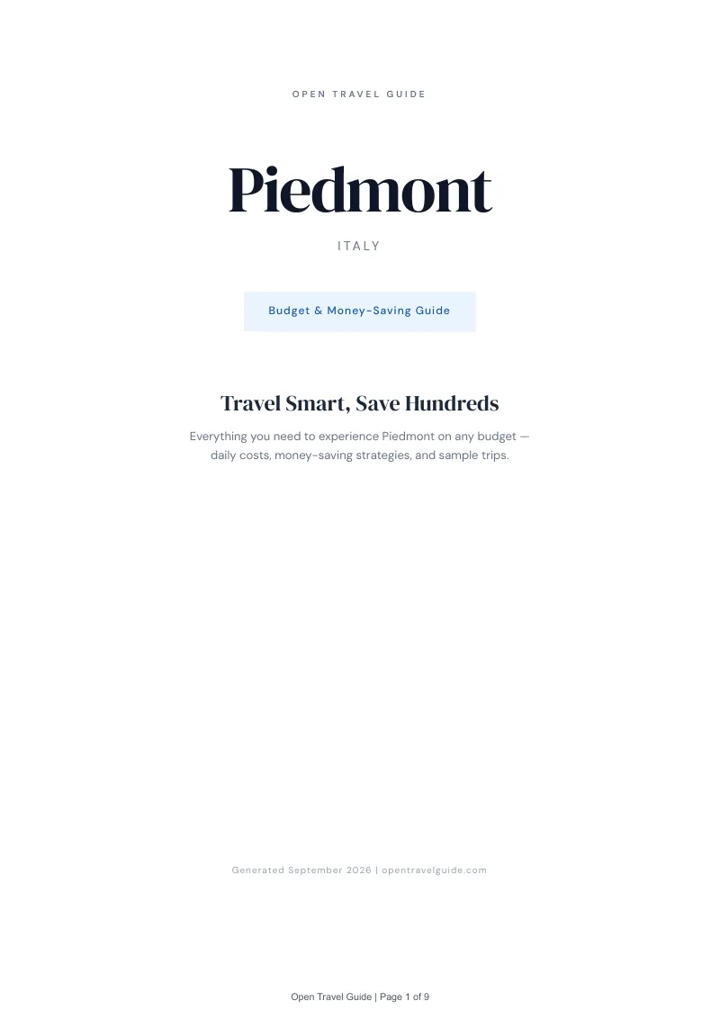 Piedmont Complete Travel Bundle: Budget guide · Cover