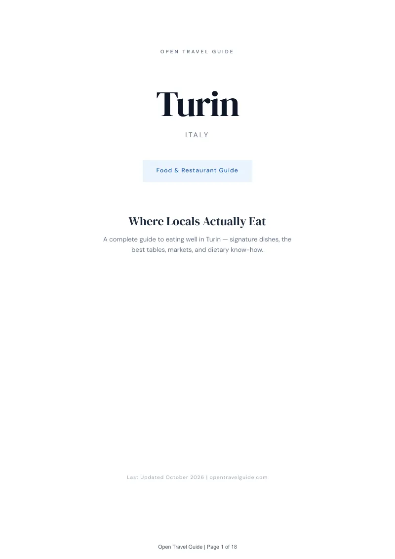 Turin Food & Restaurant Guide: Cover