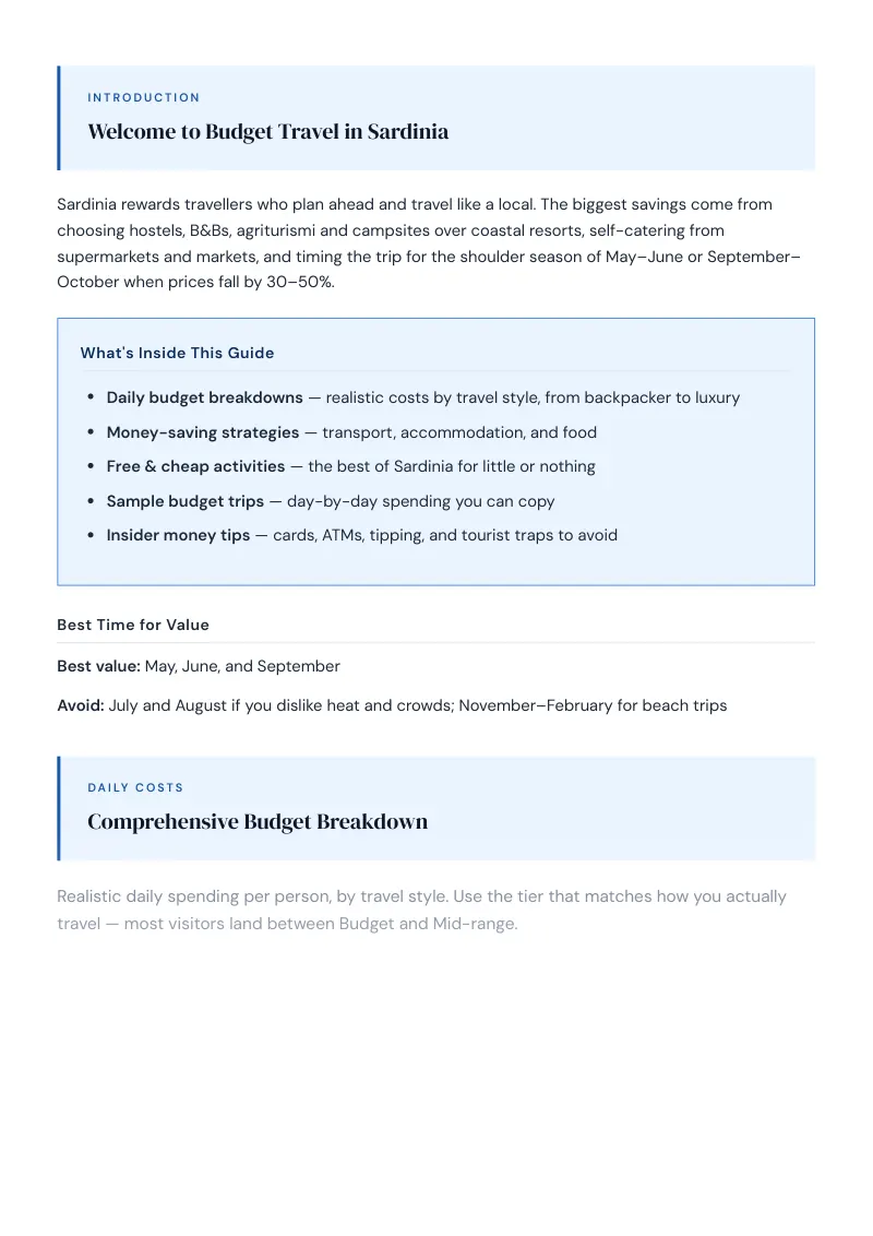 Sardinia Budget & Money-Saving Guide: Comprehensive Budget Breakdown