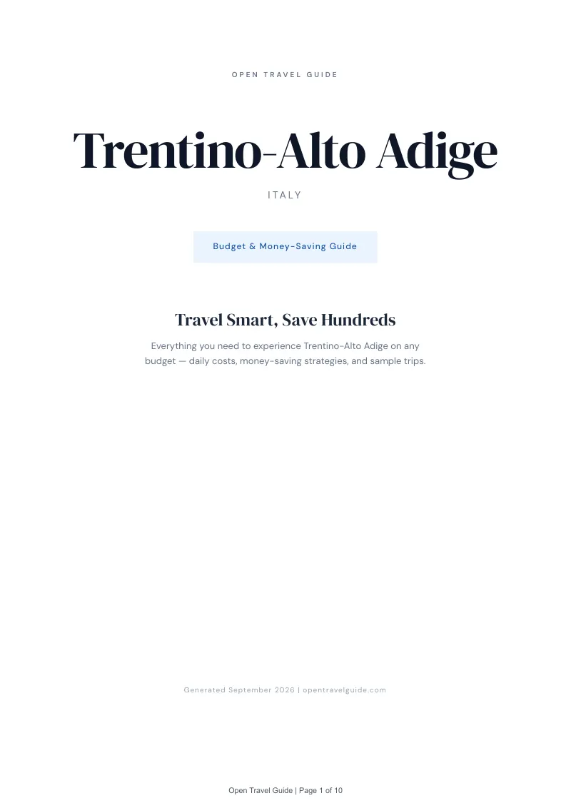 Trentino Alto Adige Budget & Money-Saving Guide: Cover