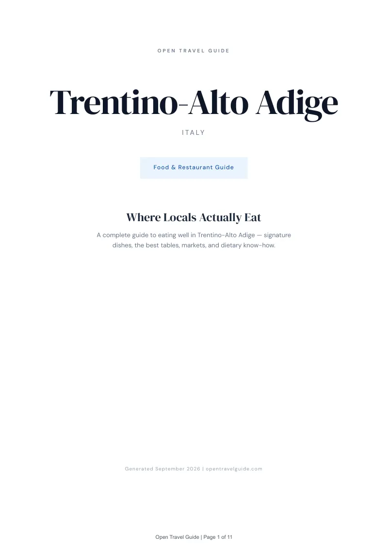 Trentino Alto Adige Food & Restaurant Guide: Cover