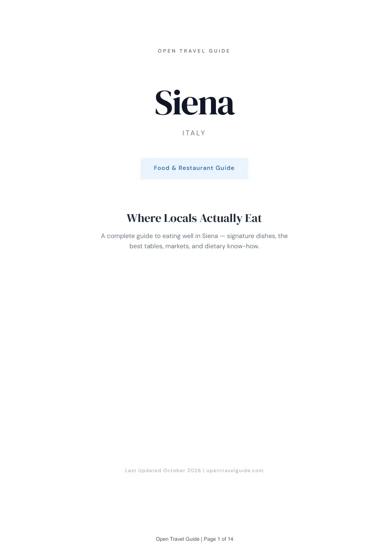 Siena Food & Restaurant Guide: Cover