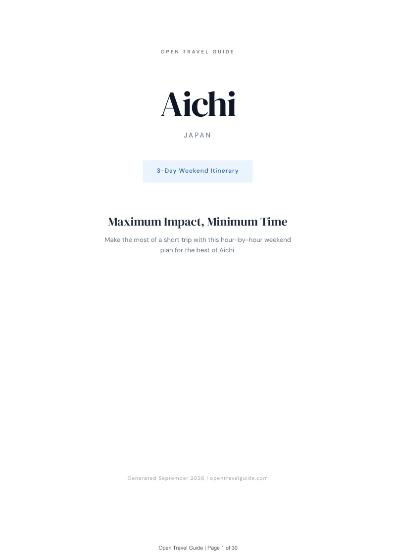 Aichi Complete Travel Bundle: 3-day itinerary · Cover