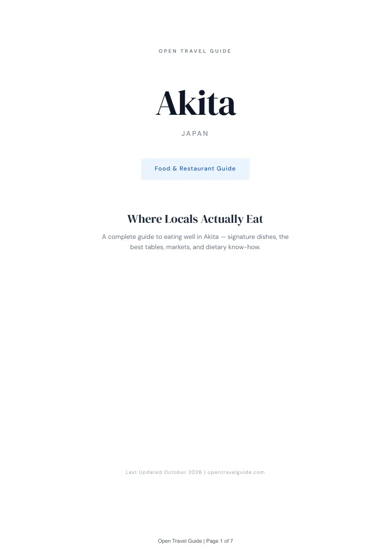 Akita Food & Restaurant Guide: Cover