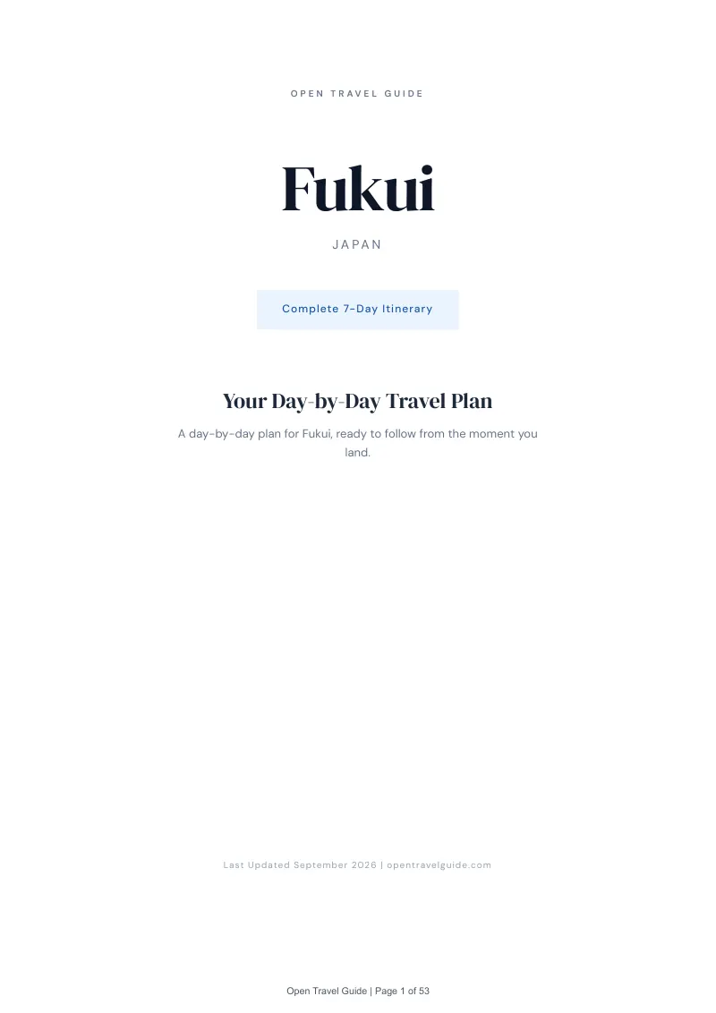 Fukui Complete Travel Bundle: 7-day itinerary · Cover