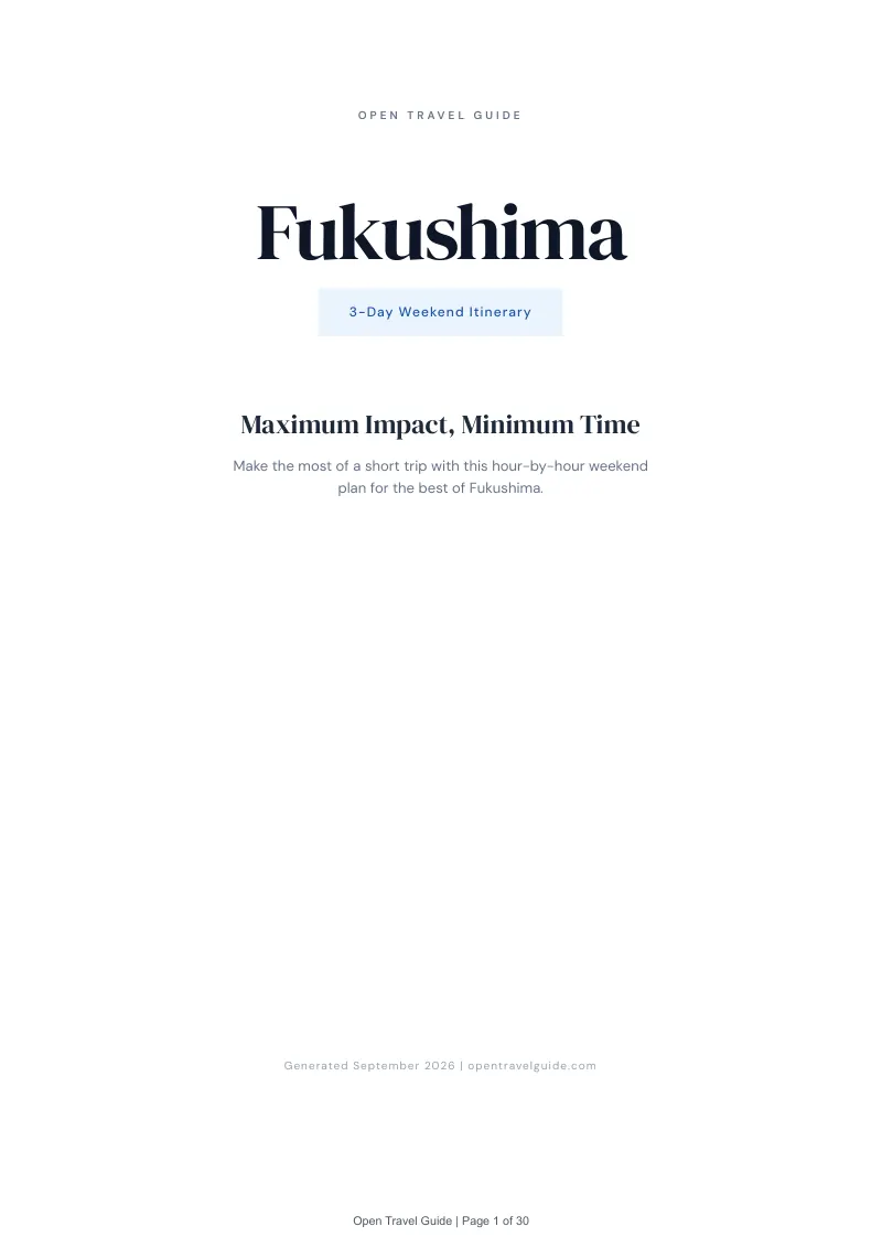 Fukushima Complete Travel Bundle: 3-day itinerary · Cover